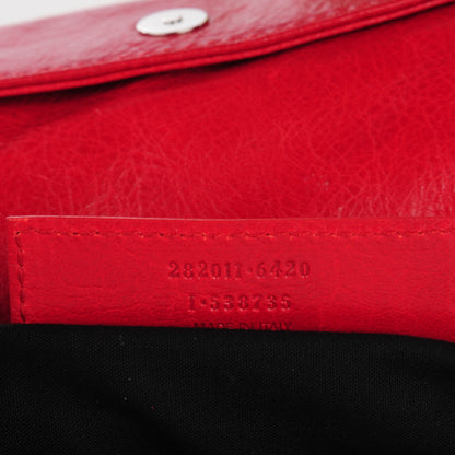 Balenciaga Agneau Giant 12 Silver Hardware Envelope Clutch Rouge Cardinal 6 of 7