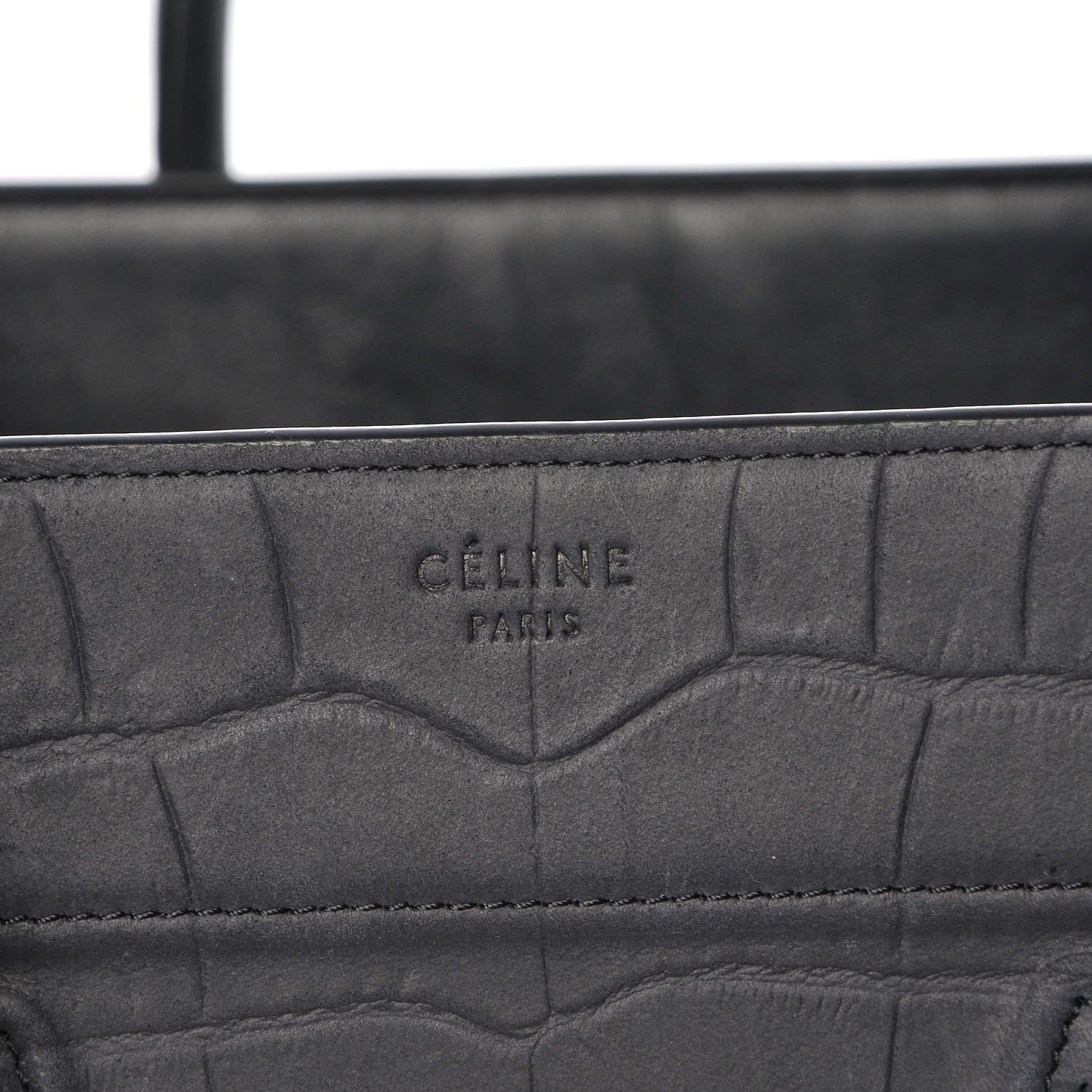 Celine Crocodile Embossed Nubuck Medium Phantom Luggage Navy Blue 5 of 12