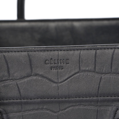 Celine Crocodile Embossed Nubuck Medium Phantom Luggage Navy Blue 5 of 12
