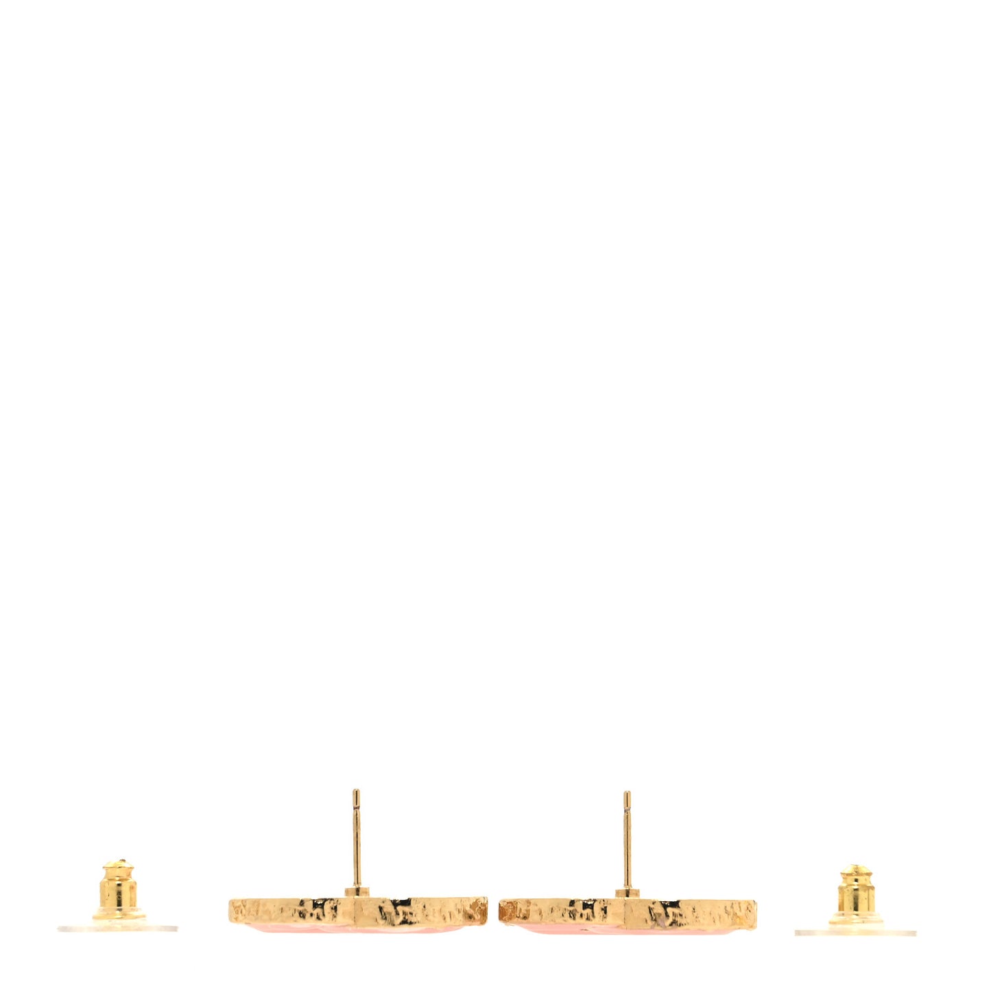 Metal Enamel CC Earrings Pink Gold