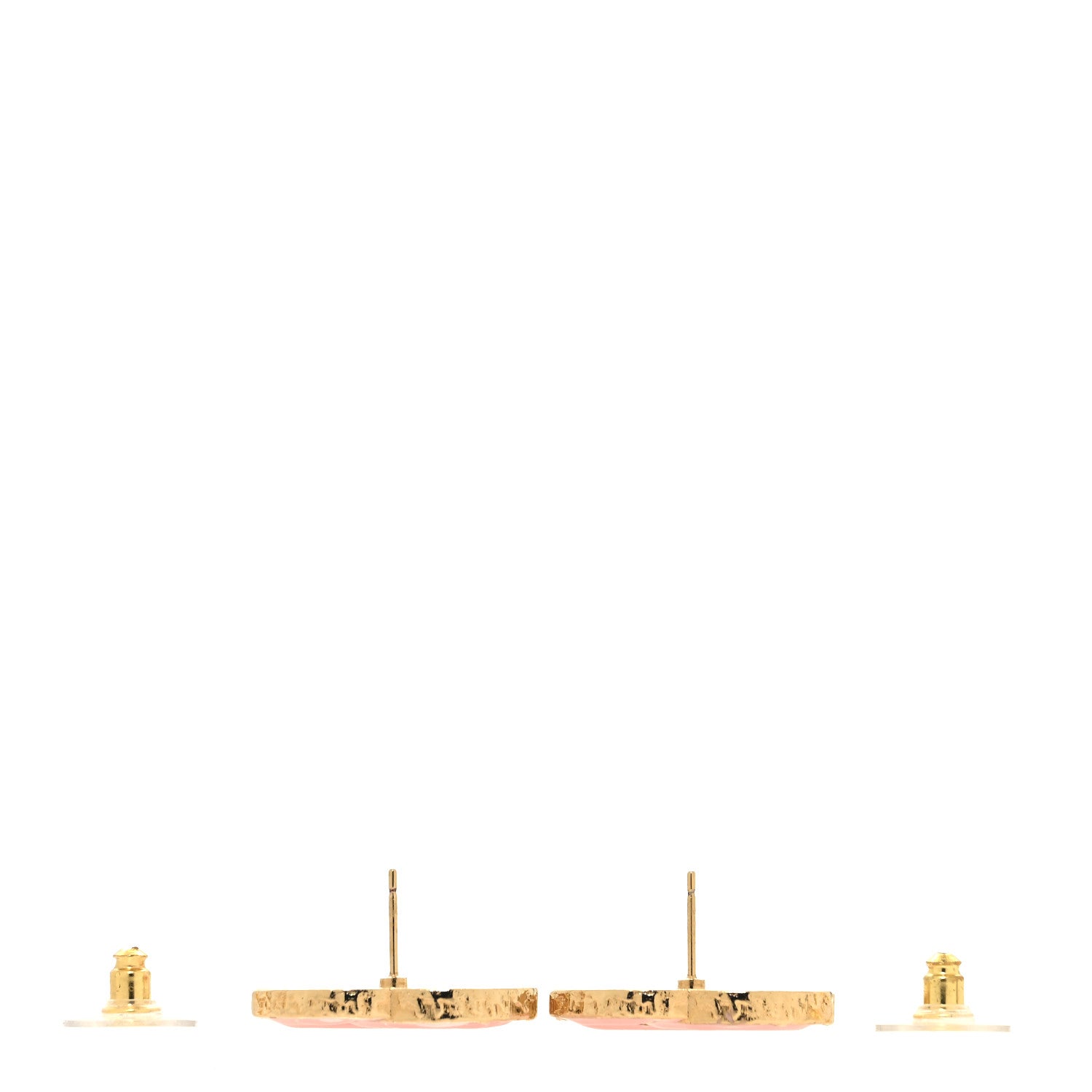 Chanel Metal Enamel CC Earrings Pink Gold 3 of 5