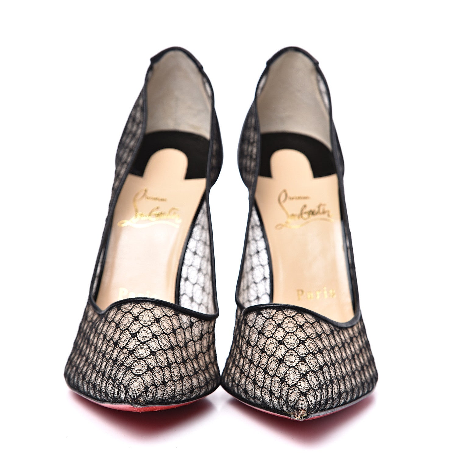 Christian Louboutin Nappa Bas Resille Follies Lace 100 Pumps 38.5 Black 2 of 9