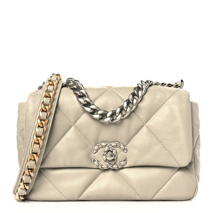 Chanel Lambskin Quilted Medium Chanel 19 Flap Light Grey 1 of 10