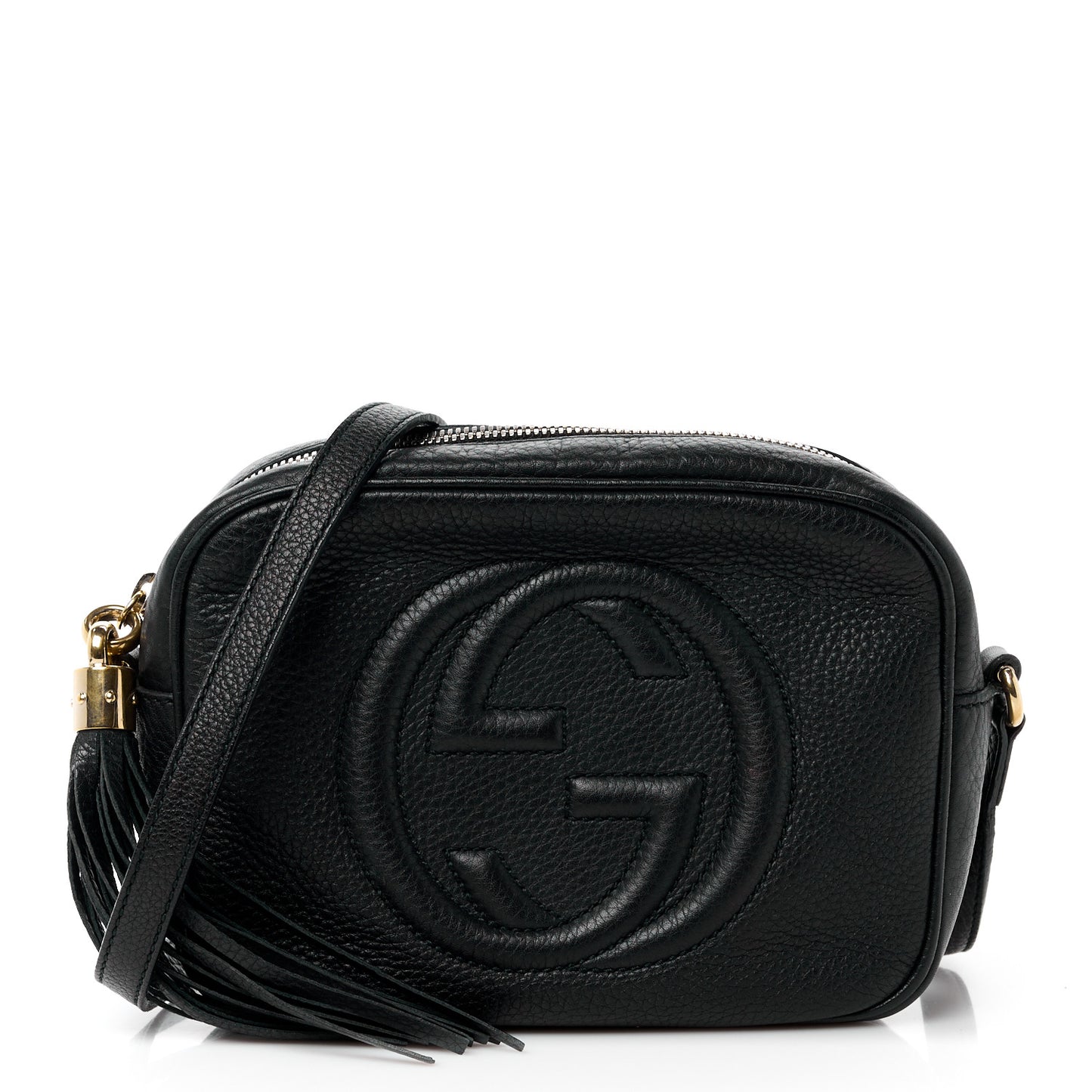 Pebbled Calfskin Small Soho Disco Bag Black