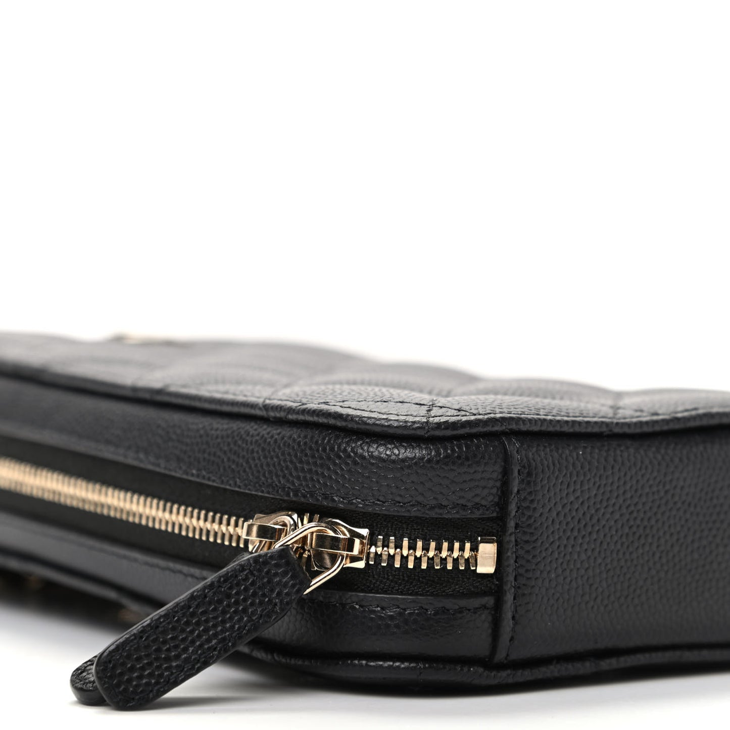 Caviar Quilted Zip Phone Case Black