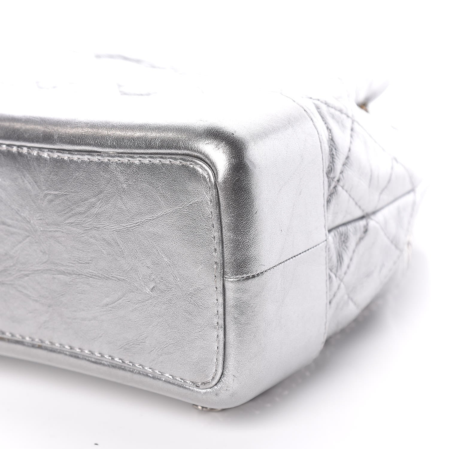 Chanel Metallic Crumpled Calfskin Quilted Gabrielle Backpack Silver 10 of 17