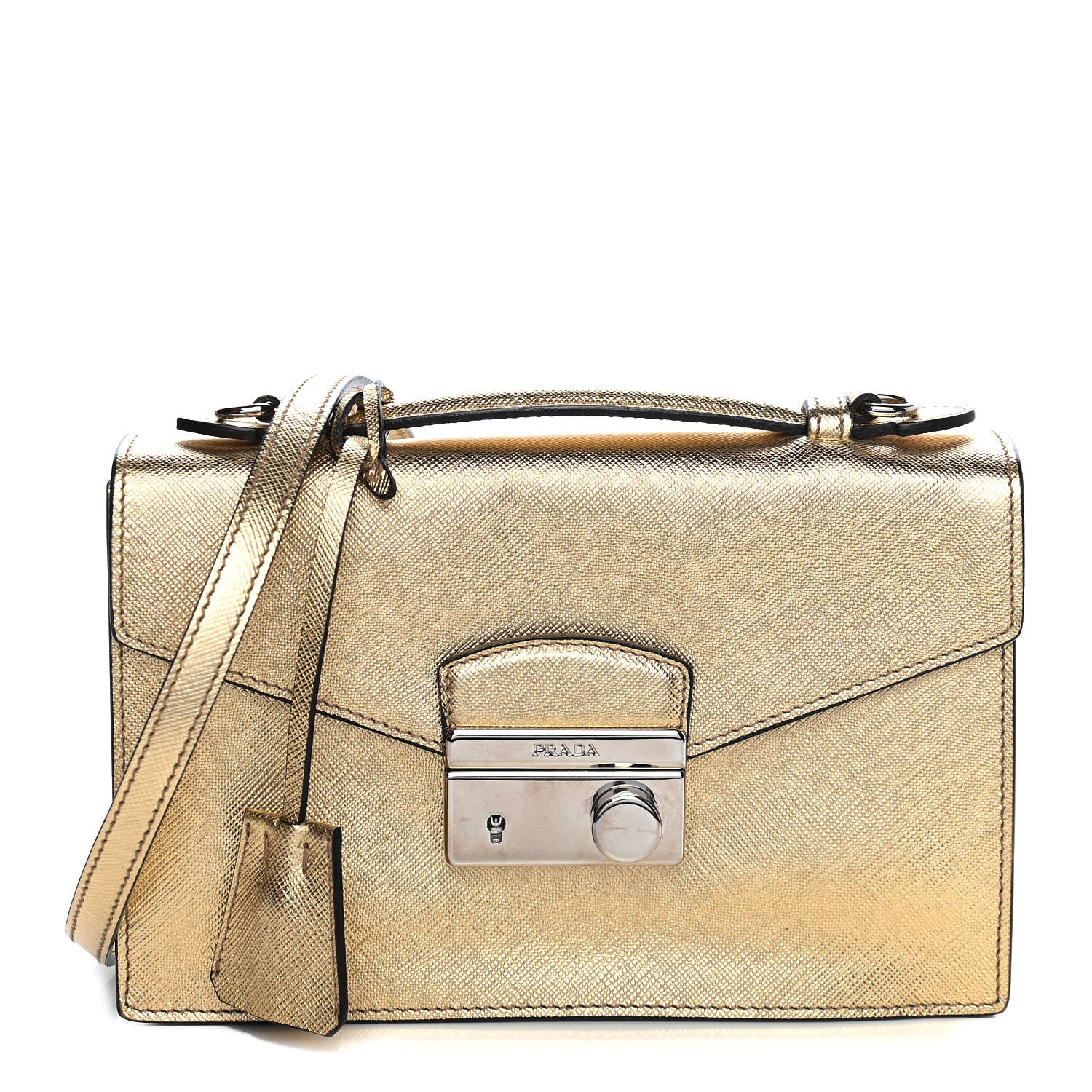 Prada Saffiano Lux Sound Shoulder Bag Platino 1 of 8