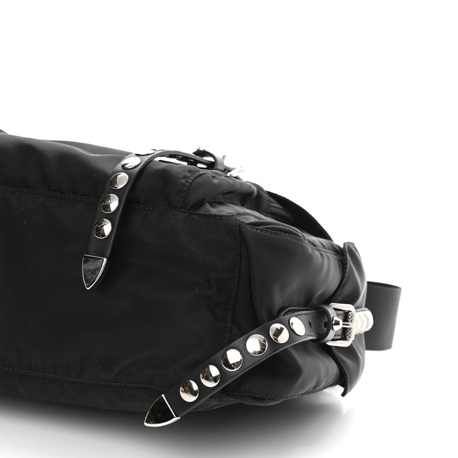 Prada Nylon New Vela Studded Messenger Bag Black 8 of 8
