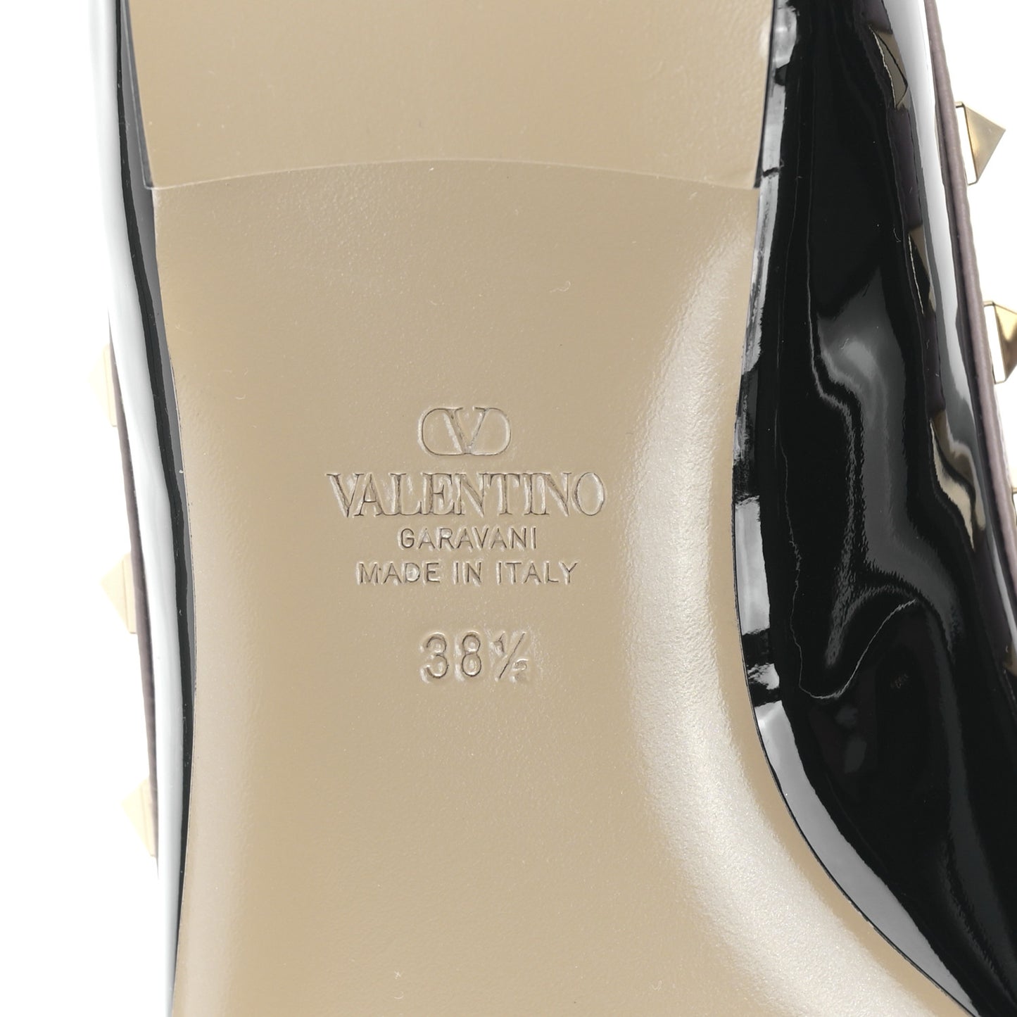 Patent Nappa Rockstud Ballerina Flats 38.5 Black Poudre