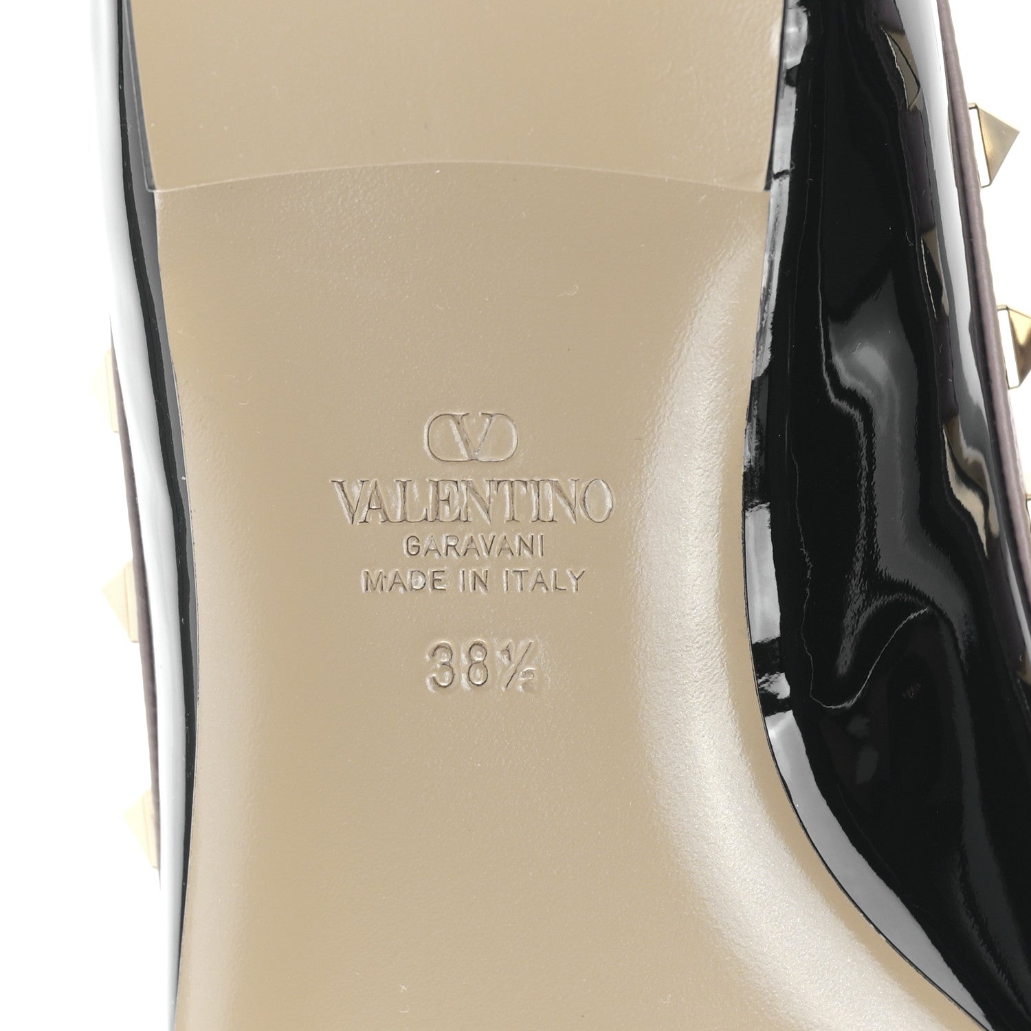 Valentino Garavani Patent Nappa Rockstud Ballerina Flats 38.5 Black Poudre 6 of 8