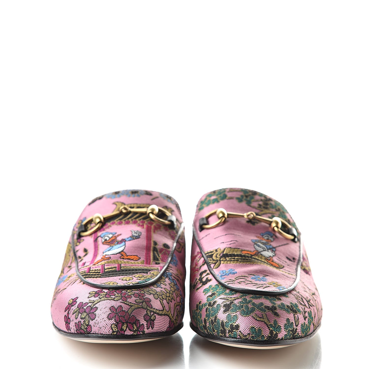 Gucci X DISNEY Jacquard Japanese Donald Duck Womens Princetown Slippers 39 Pink Black 2 of 9