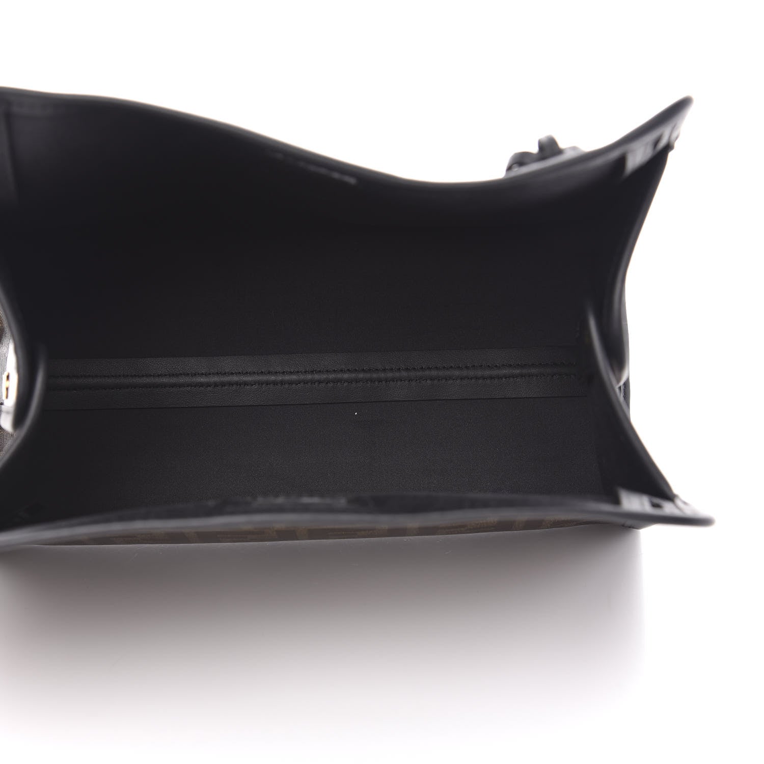 Fendi Glazed Fabric Vitello Century FF 1974 Stamp Patch Mini Peekaboo Defender Cover Mogano Panna Black 5 of 8