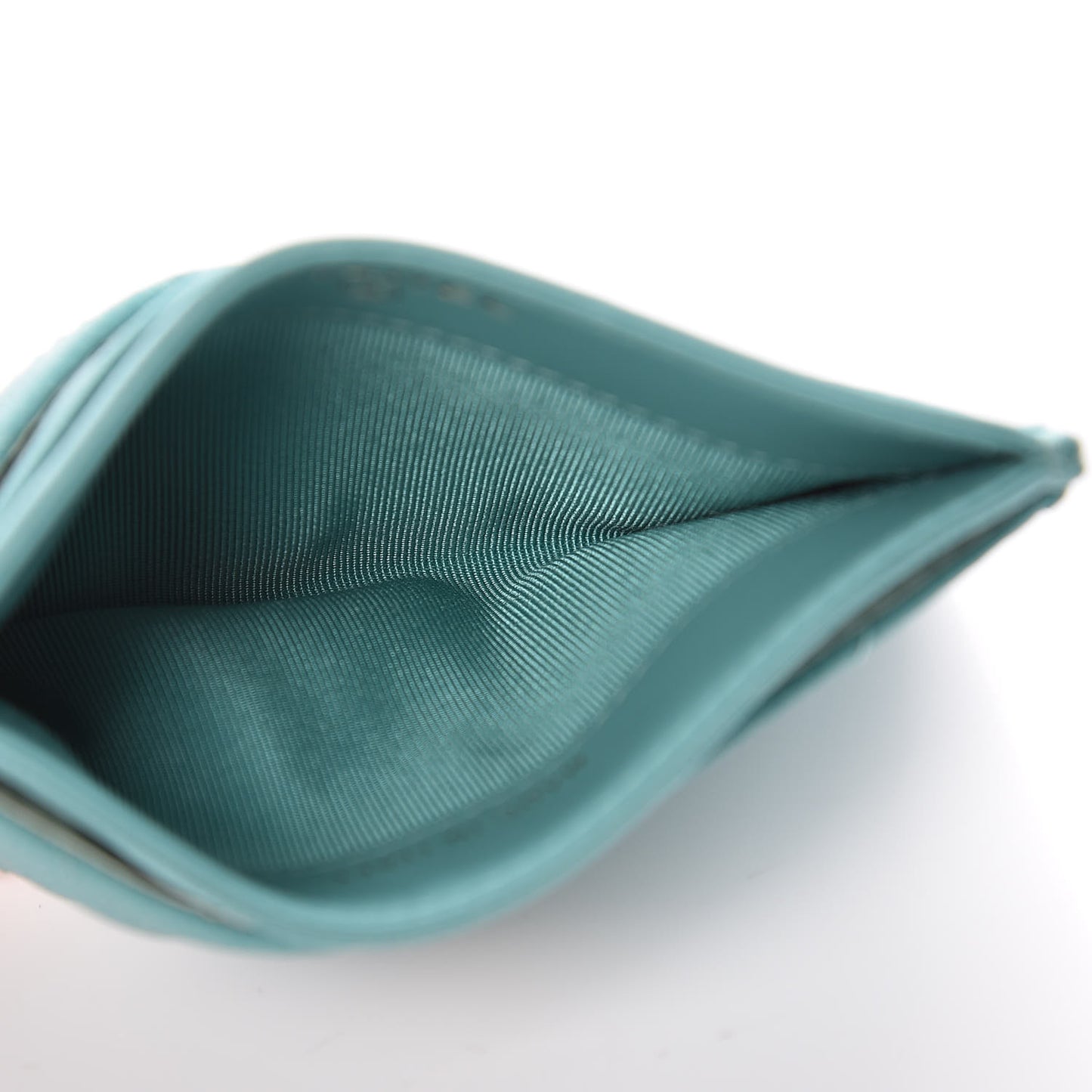 Iridescent Caviar Chevron Quilted Card Holder Turquoise