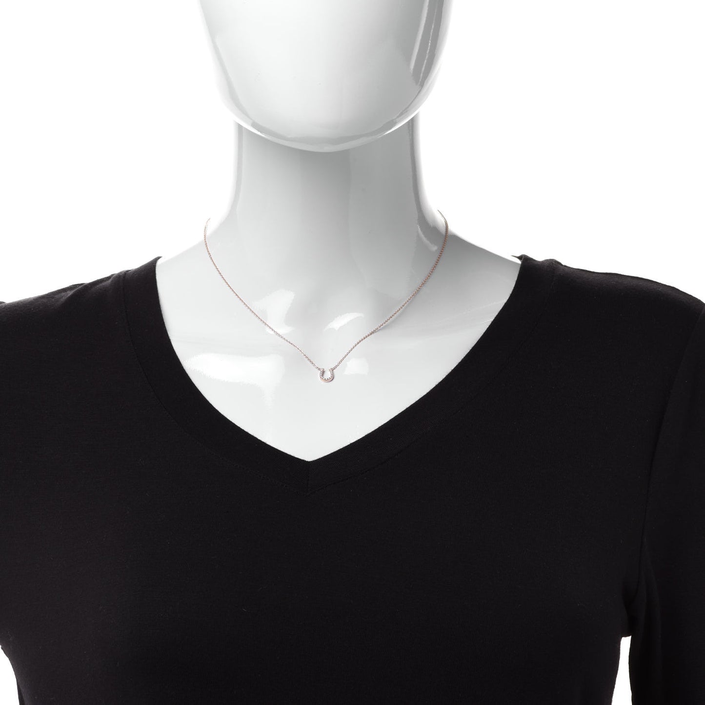 18K Rose Gold Diamond Mini Metro Horseshoe Pendant Necklace