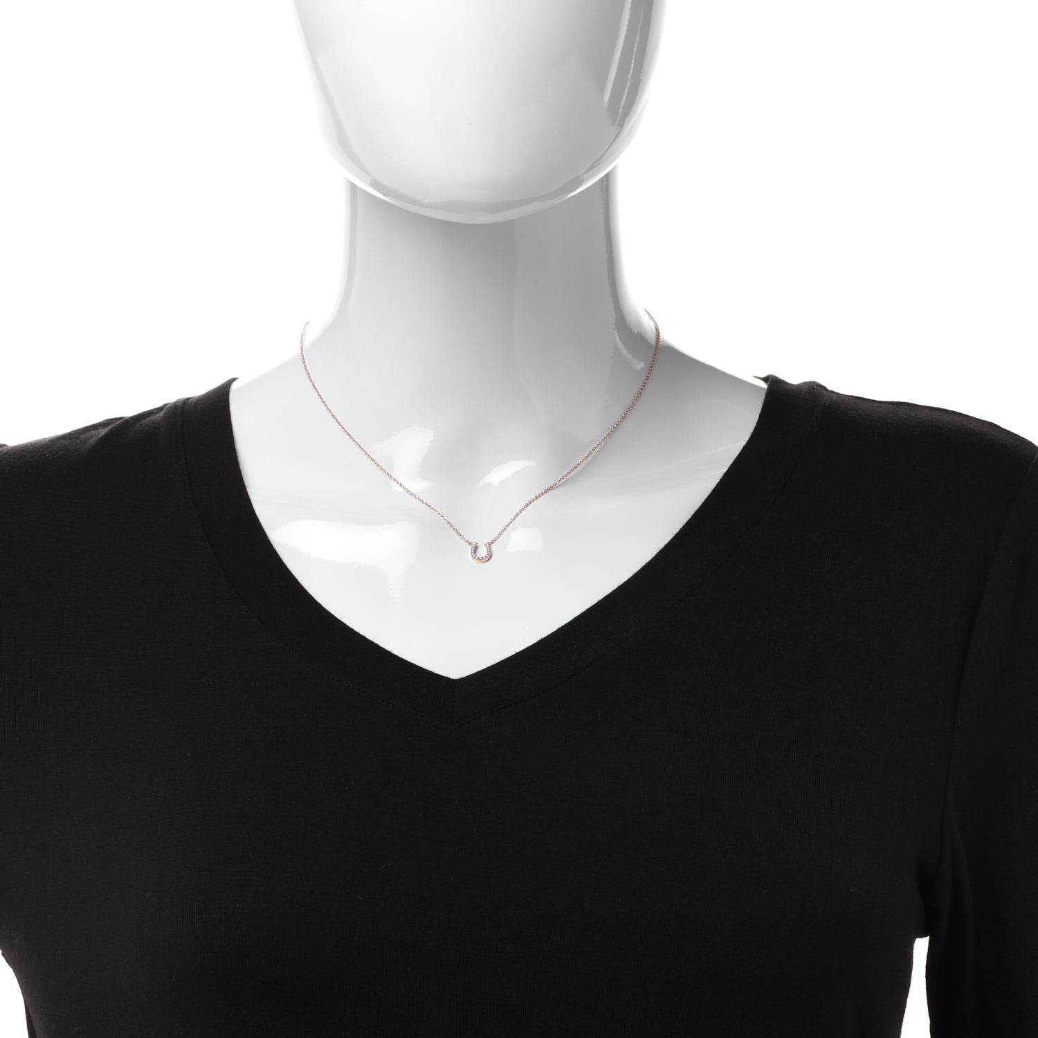 Tiffany 18K Rose Gold Diamond Mini Metro Horseshoe Pendant Necklace 2 of 4