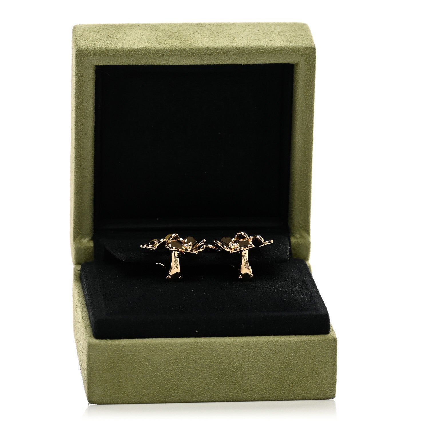 Van Cleef & Arpels 18K Yellow Gold Diamond Mini Frivole 3 Flowers Earrings 5 of 5