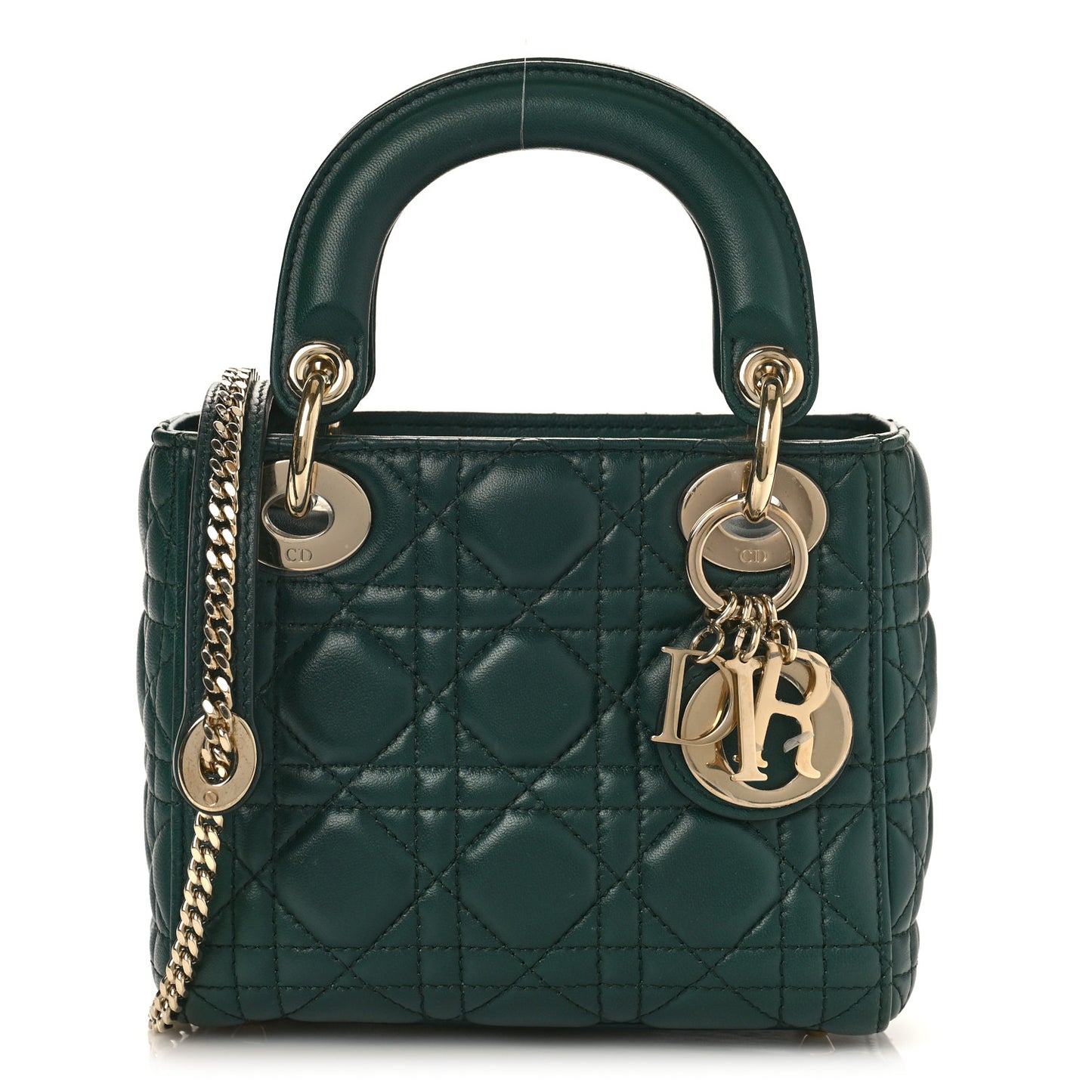 Lambskin Cannage Mini Lady Dior Dark Green