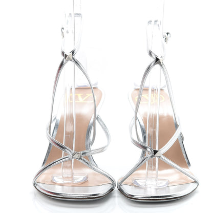 Valentino Garavani Metallic Nappa 85 Crisscross Sandals 38 Silver 2 of 12