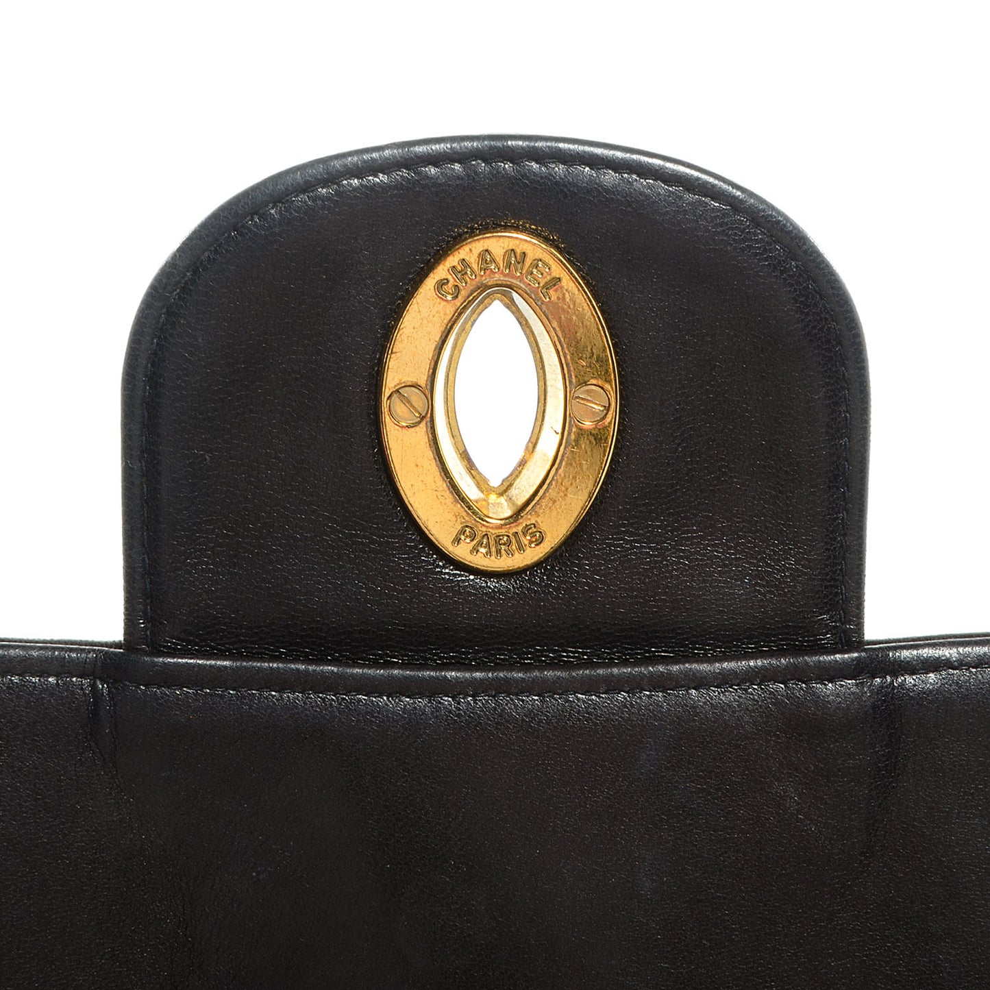 Lambskin Vertical Quilt Jumbo Flap Black