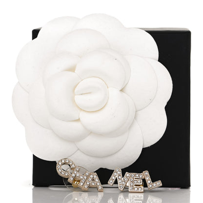 Chanel Crystal Pearl Signature Stud Earrings Gold 5 of 5