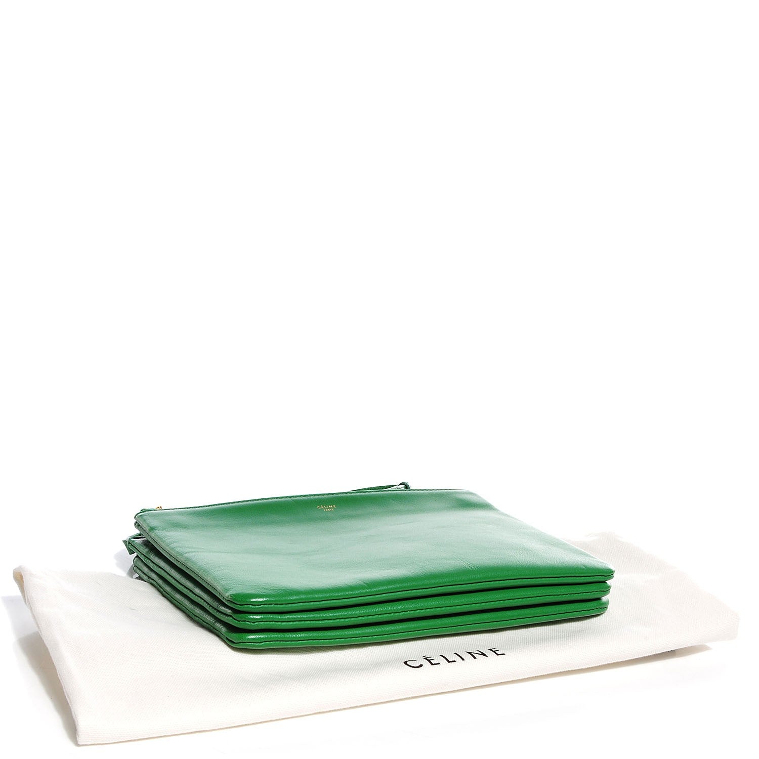 Celine Lambskin Large Trio Crossbody Bag Grass 4 of 8