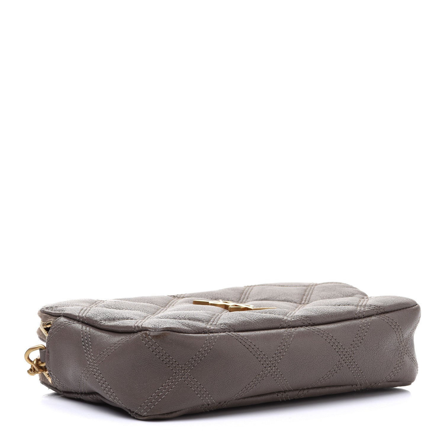 Saint Laurent Grained Lambskin Quilted Mini Becky Double Zip Bag Taupe 4 of 16