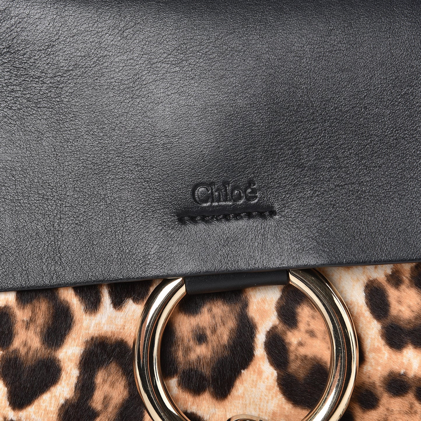 Calfskin Pony Hair Leopard Print Small Faye Shoulder Bag Abstract White
