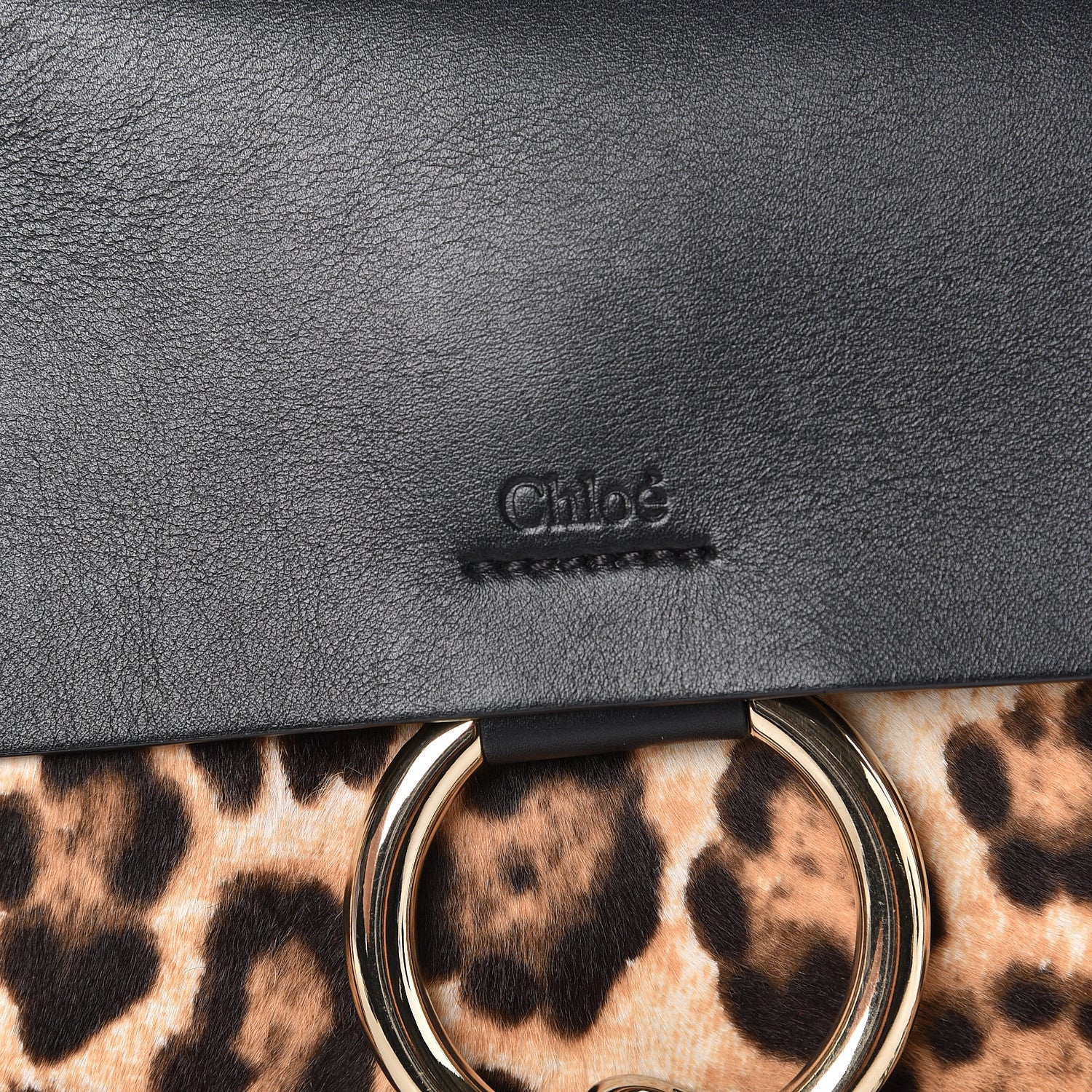 Chloe Calfskin Pony Hair Leopard Print Small Faye Shoulder Bag Abstract White 9 of 9