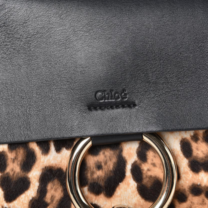 Chloe Calfskin Pony Hair Leopard Print Small Faye Shoulder Bag Abstract White 9 of 9