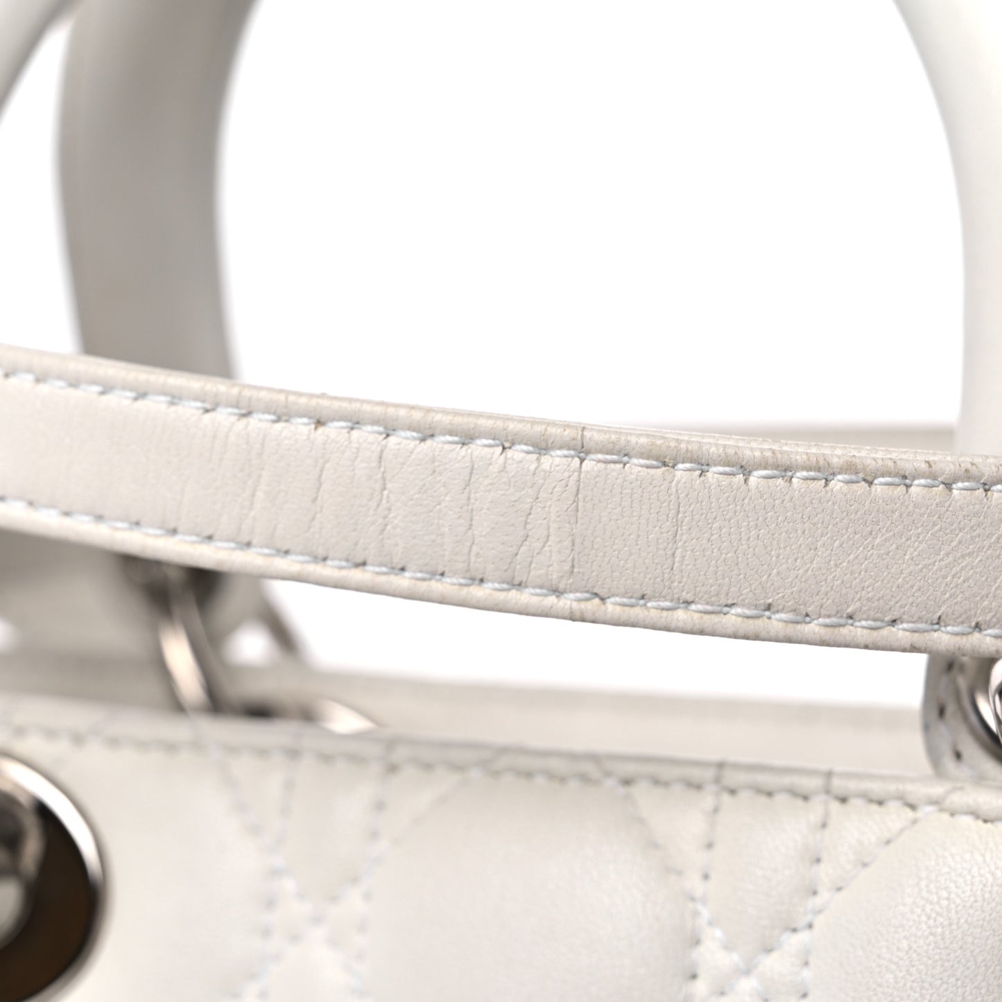 Lambskin Cannage Medium Lady Dior White