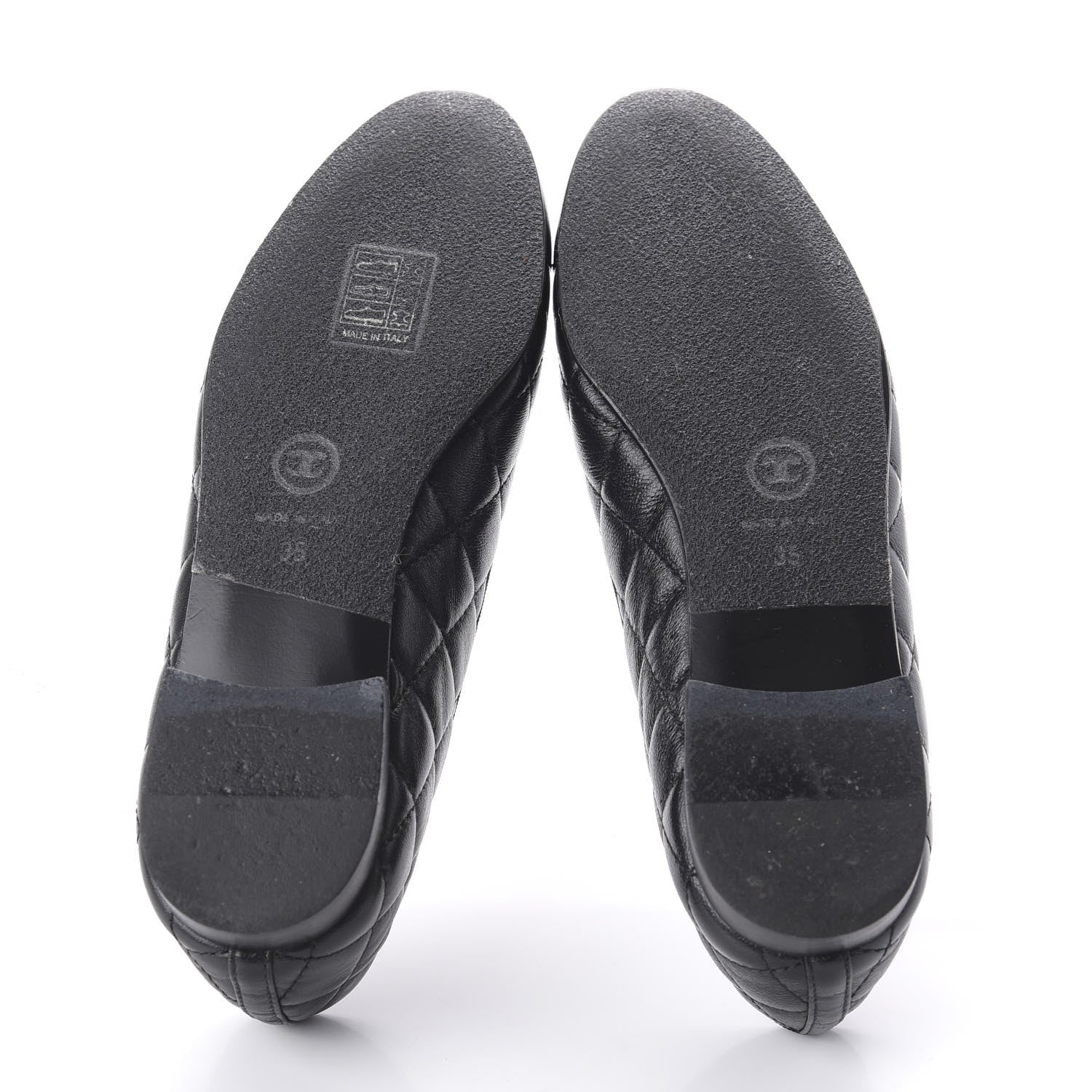 Chanel Aged Calfskin Quilted Cap Toe Ballerina Flats 35 Black 5 of 8