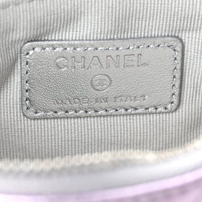 Chanel Gradient Metallic Calfskin Quilted Small Cosmetic Pouch Silver Blue Yellow Purple 6 of 7
