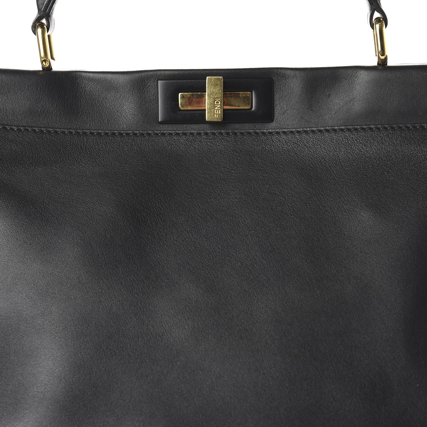 Fendi Vitello Seta Shiny Nappa Large Peekaboo Iconic Satchel Black 9 of 9