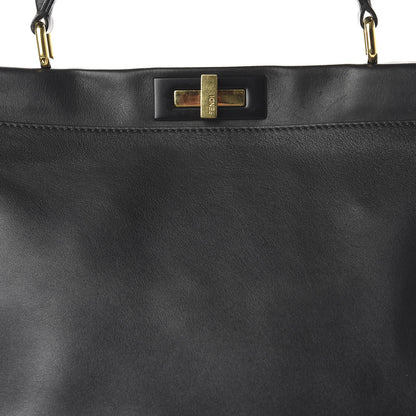 Fendi Vitello Seta Shiny Nappa Large Peekaboo Iconic Satchel Black 9 of 9