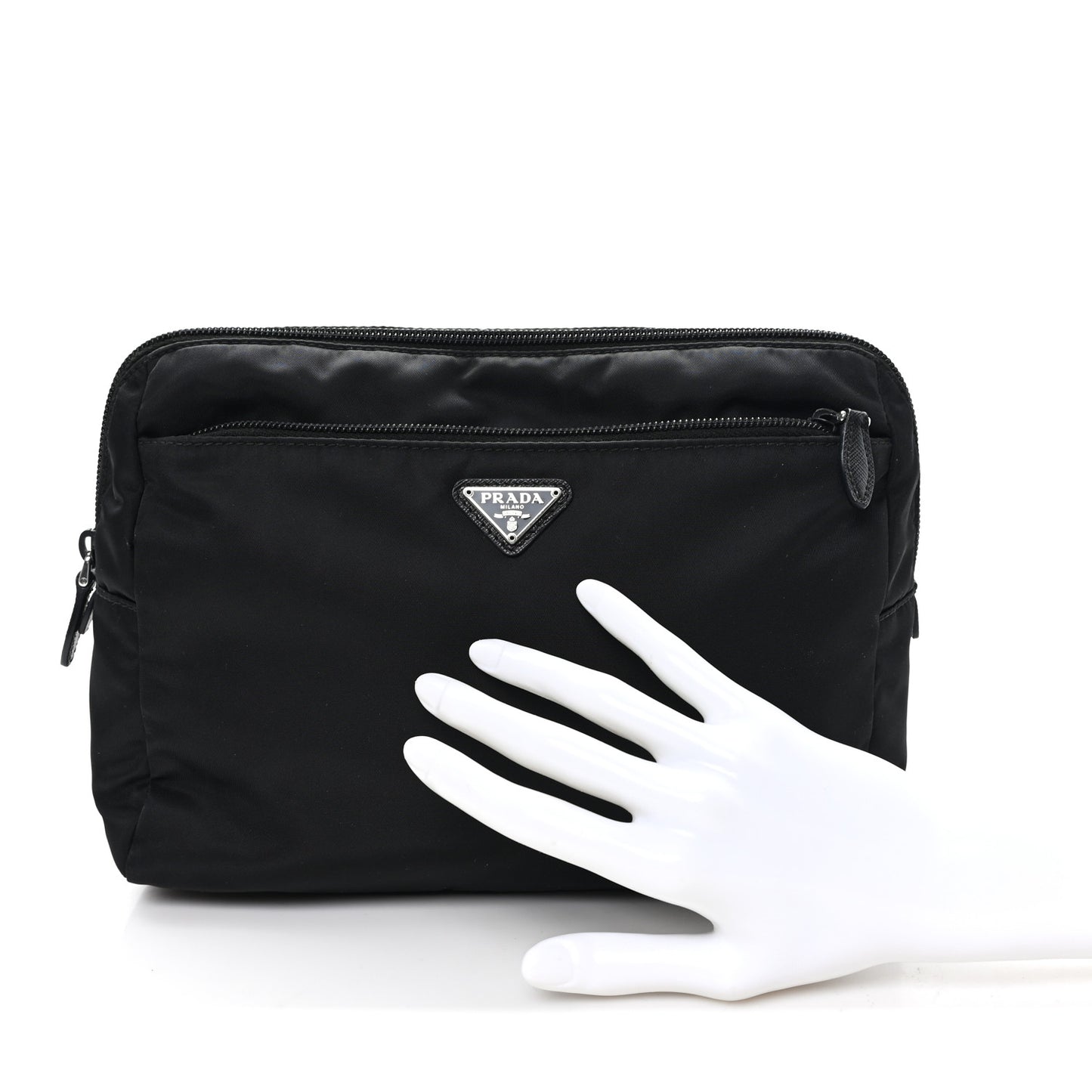Re-Nylon Saffiano Travel Pouch Black Astrale