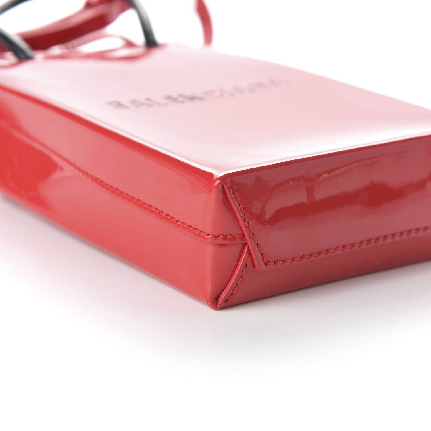 Balenciaga Patent Calfskin Logo Shopping Phone Holder Bag Bright Red 6 of 8