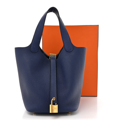 Hermes Taurillon Maurice Picotin Lock 18 PM Bleu Saphir 11 of 11