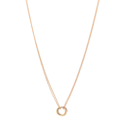 Cartier 18K Pink Yellow White Gold Trinity Double Chain Pendant Necklace 1 of 4