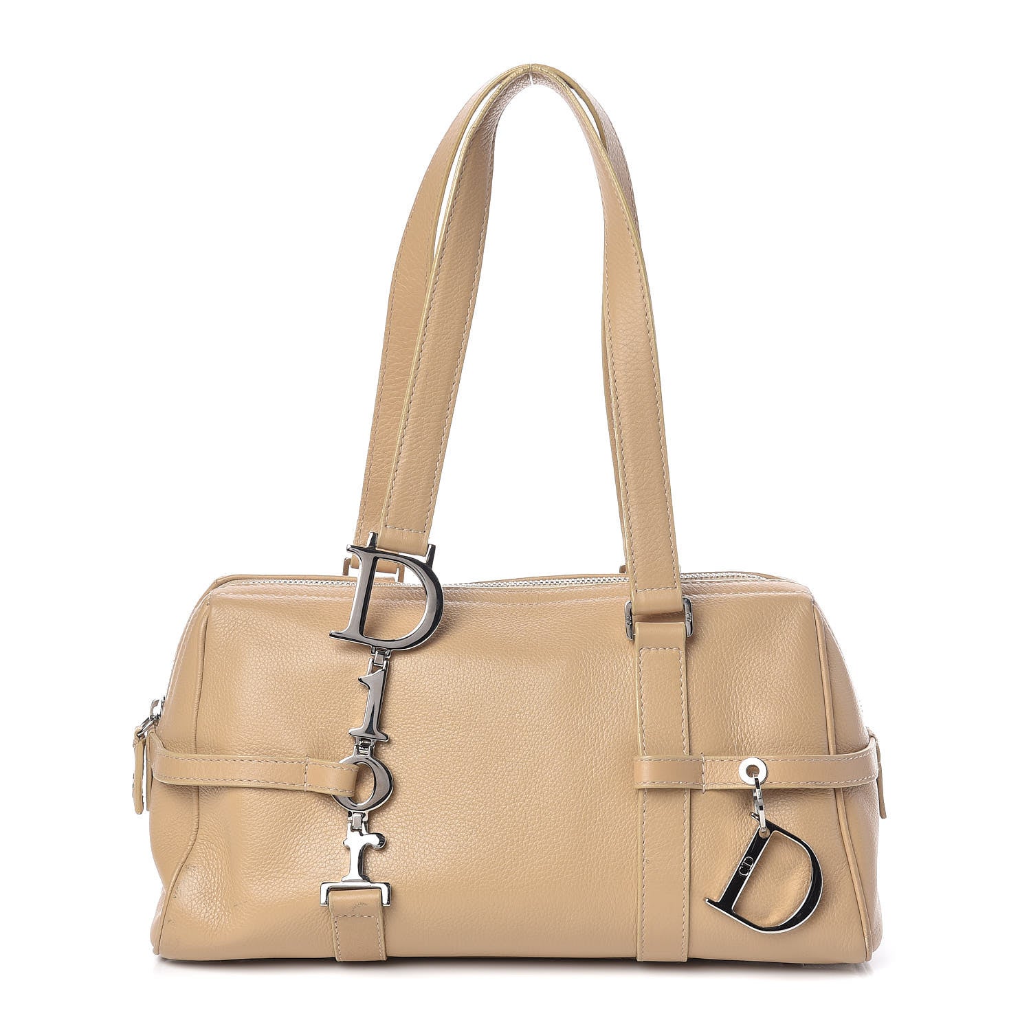 Christian Dior Calfskin Logo Charms Boston Beige 1 of 13