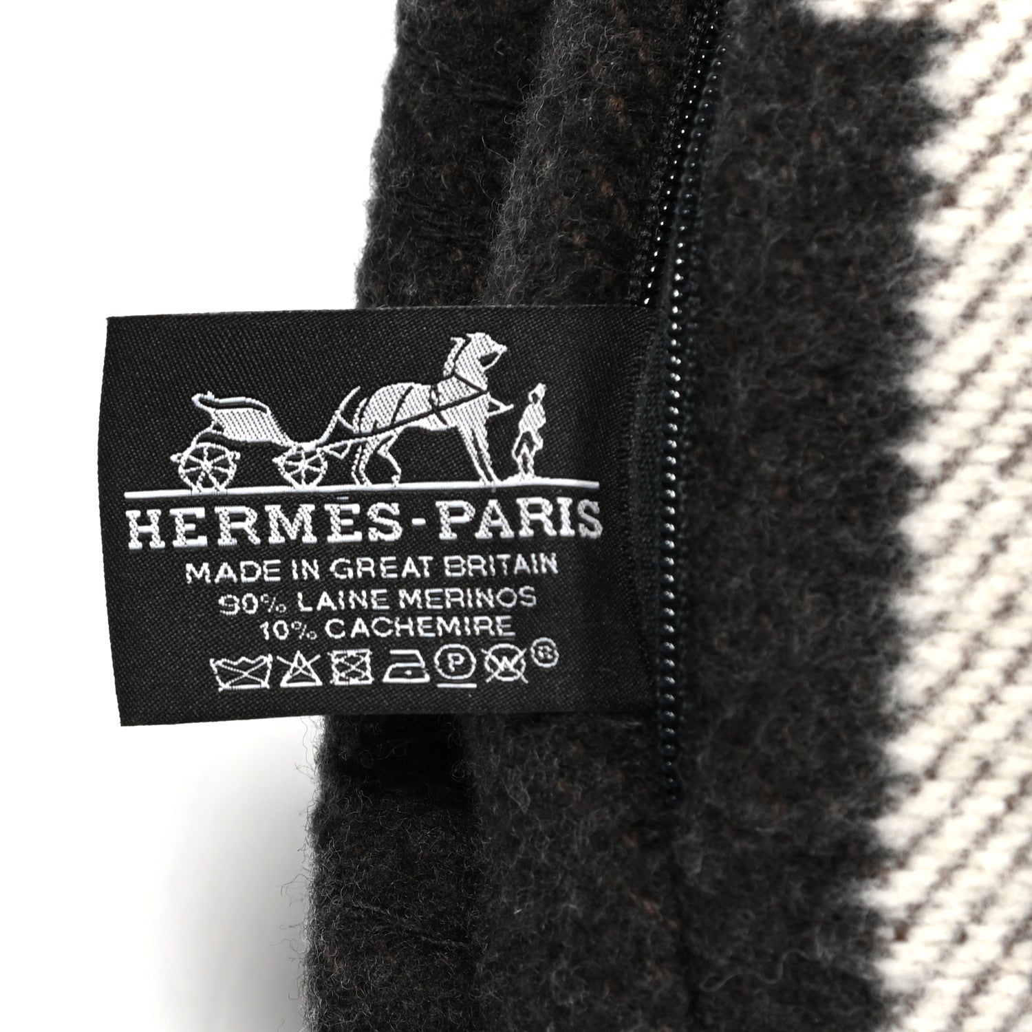 Hermes Wool Cashmere Avalon Pillow PM Ecru Gris Fonce 3 of 3