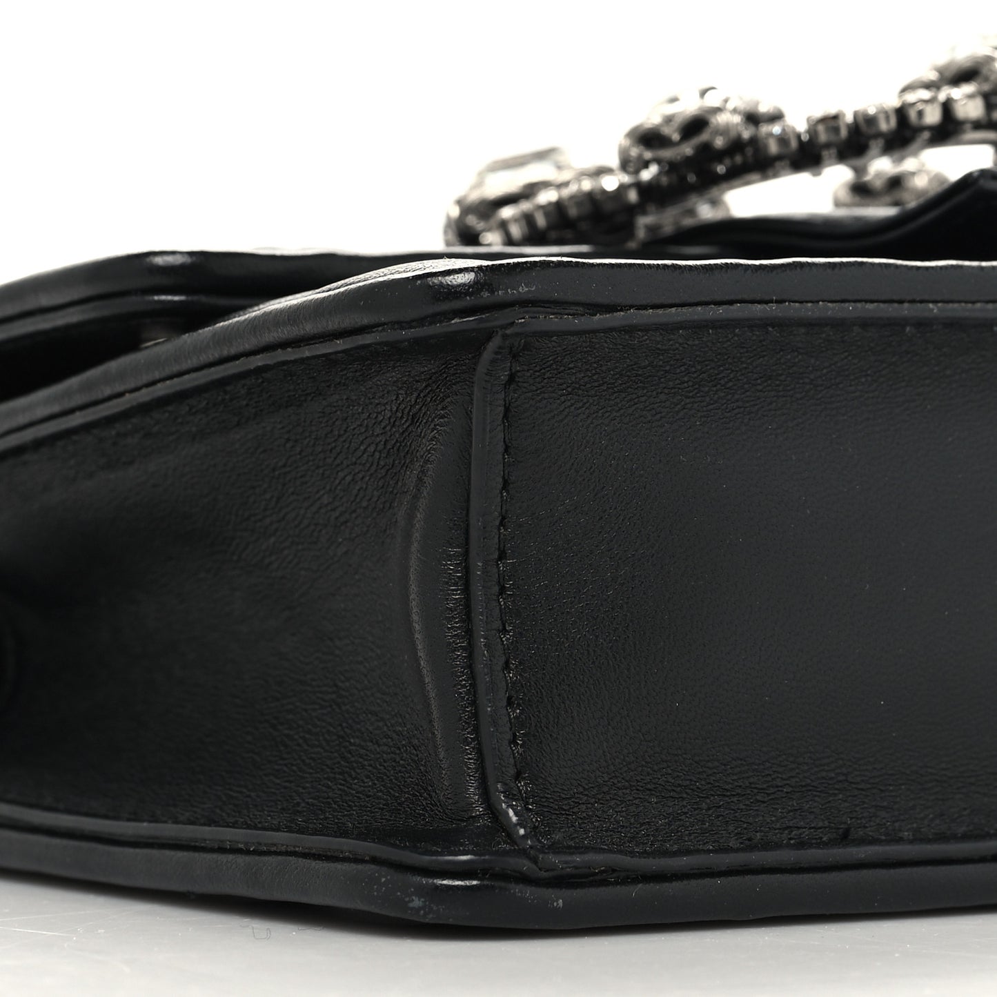 Nappa Matelasse Crystal Embellished Lady Top Handle Bag Black