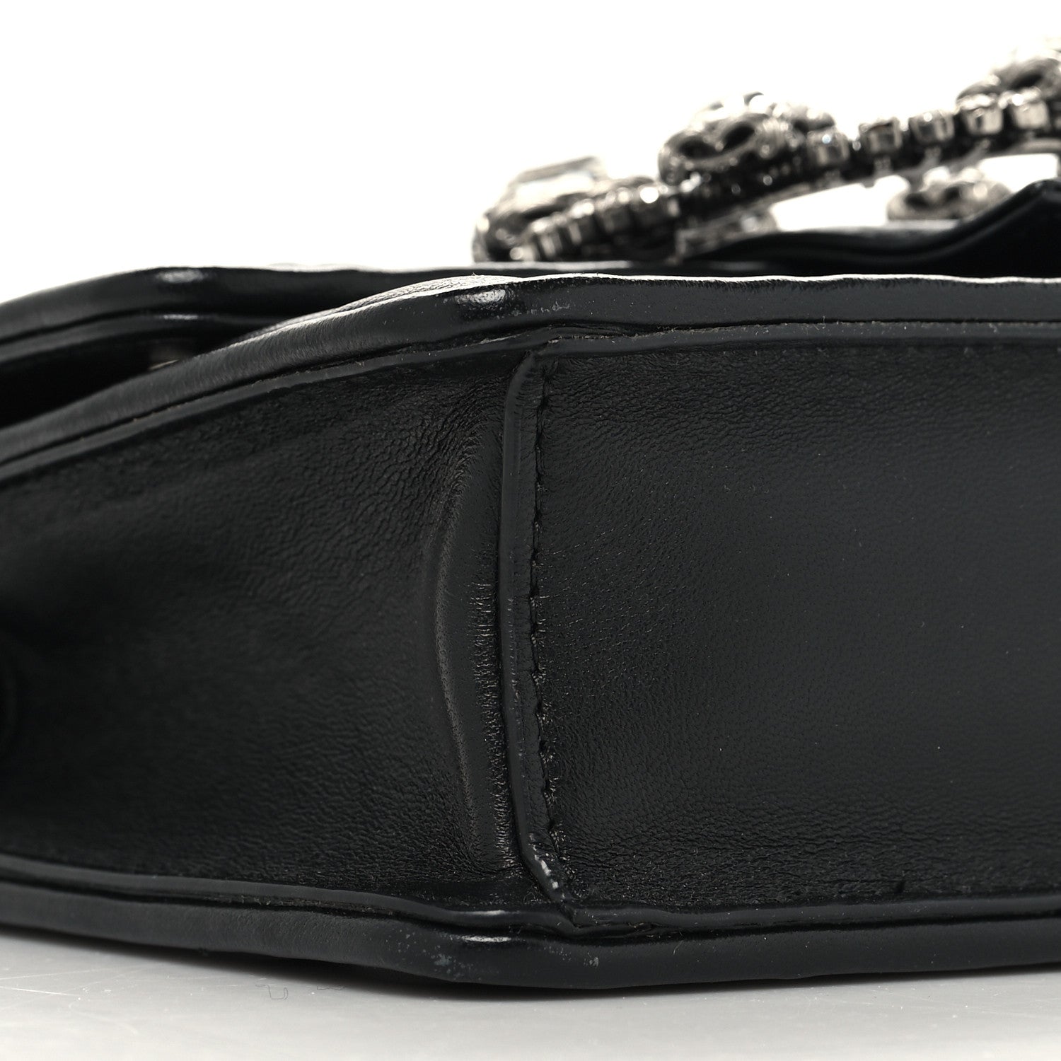 Miu Miu Nappa Matelasse Crystal Embellished Lady Top Handle Bag Black 9 of 10