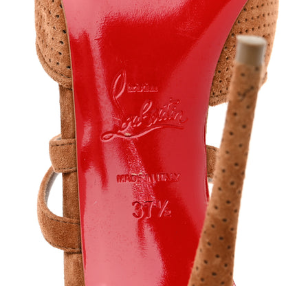 Christian Louboutin Veau Velours Perforated Victorilla 100 Pumps 37.5 Biscotto 8 of 8
