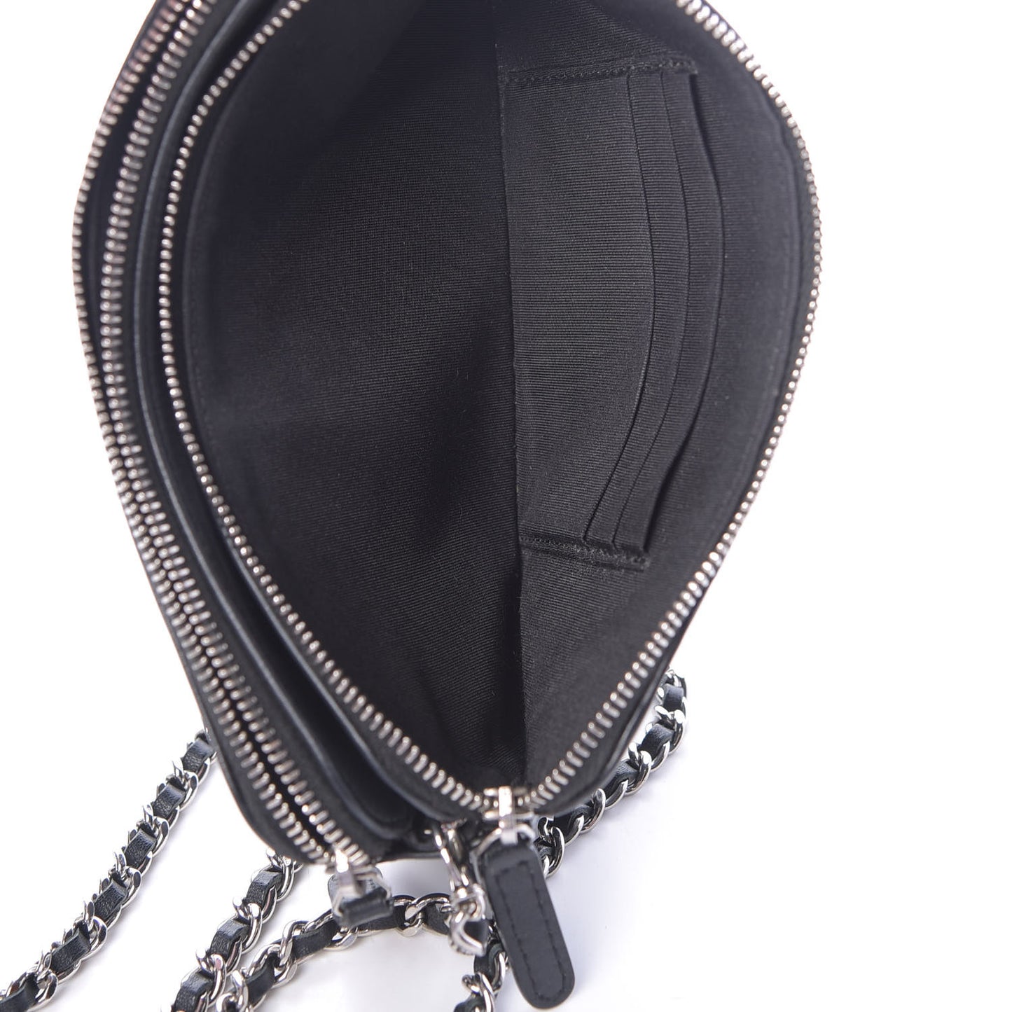 Lambskin Camellia Embossed Small Clutch With Chain Black