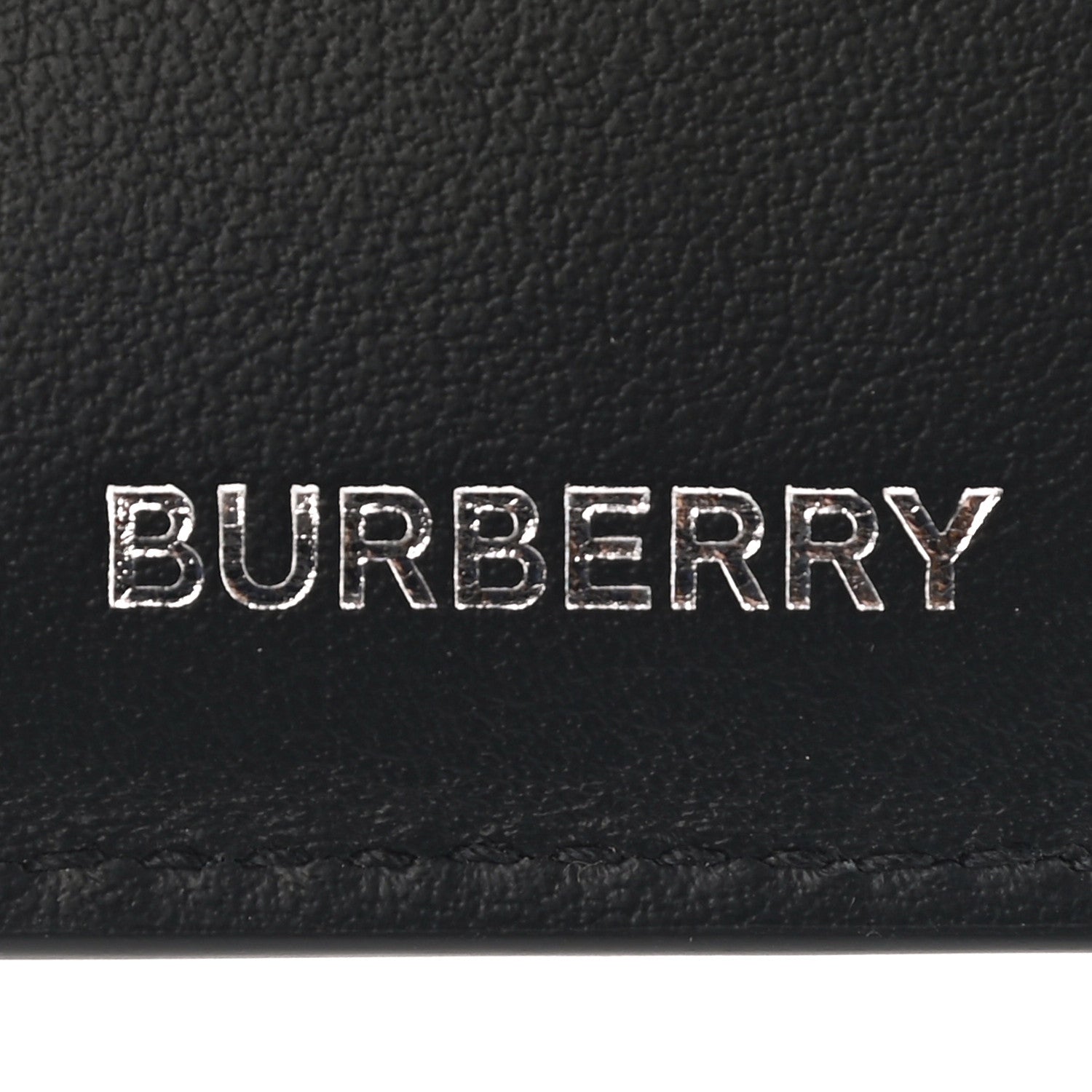 Burberry Calfskin Embossed TB Print Bi-Fold Wallet Black White 5 of 7