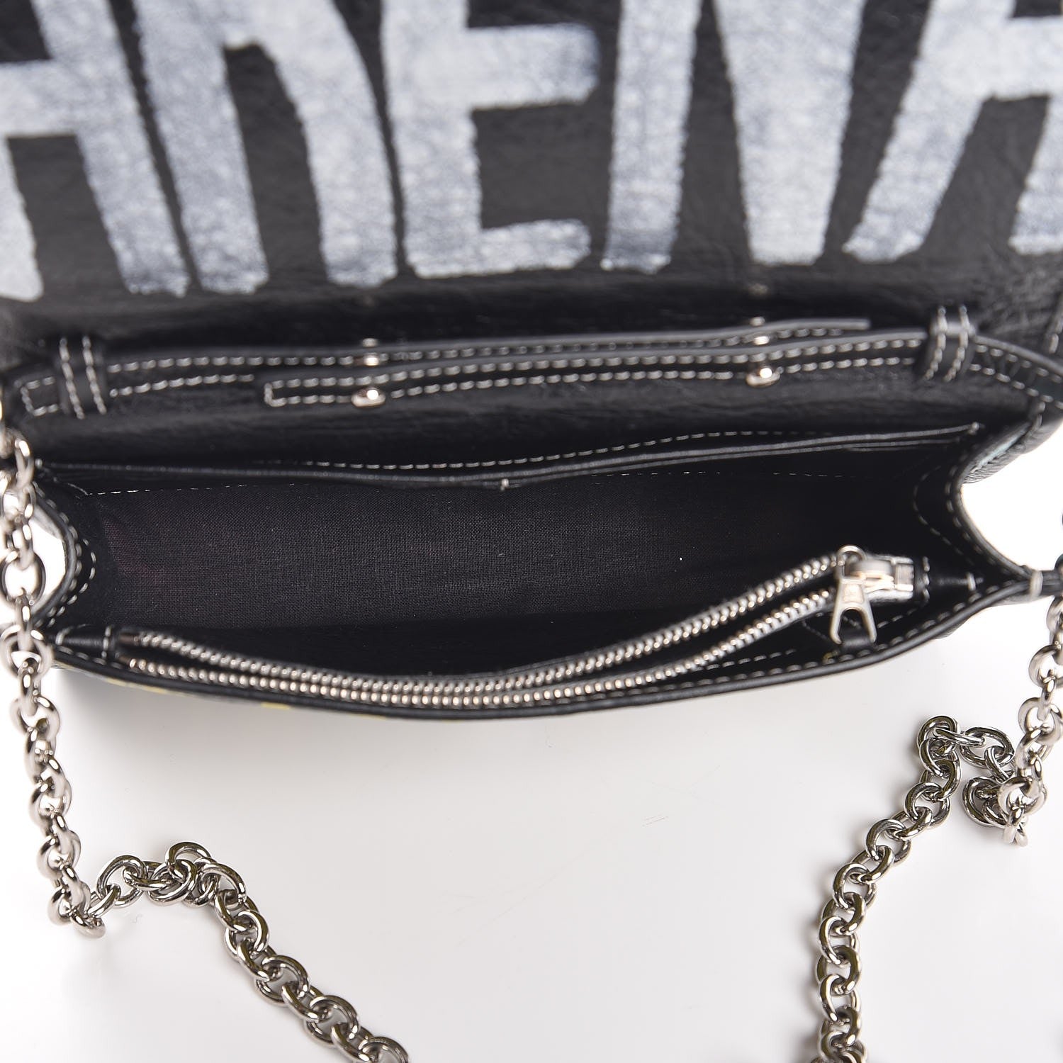 Balenciaga Agneau Arena Graffiti All Over Bazar Chain Shoulder Bag Black Multicolor 5 of 6