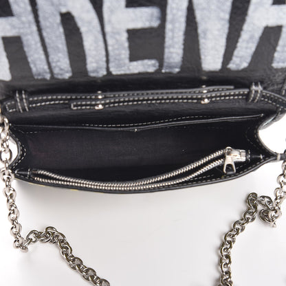 Balenciaga Agneau Arena Graffiti All Over Bazar Chain Shoulder Bag Black Multicolor 5 of 6