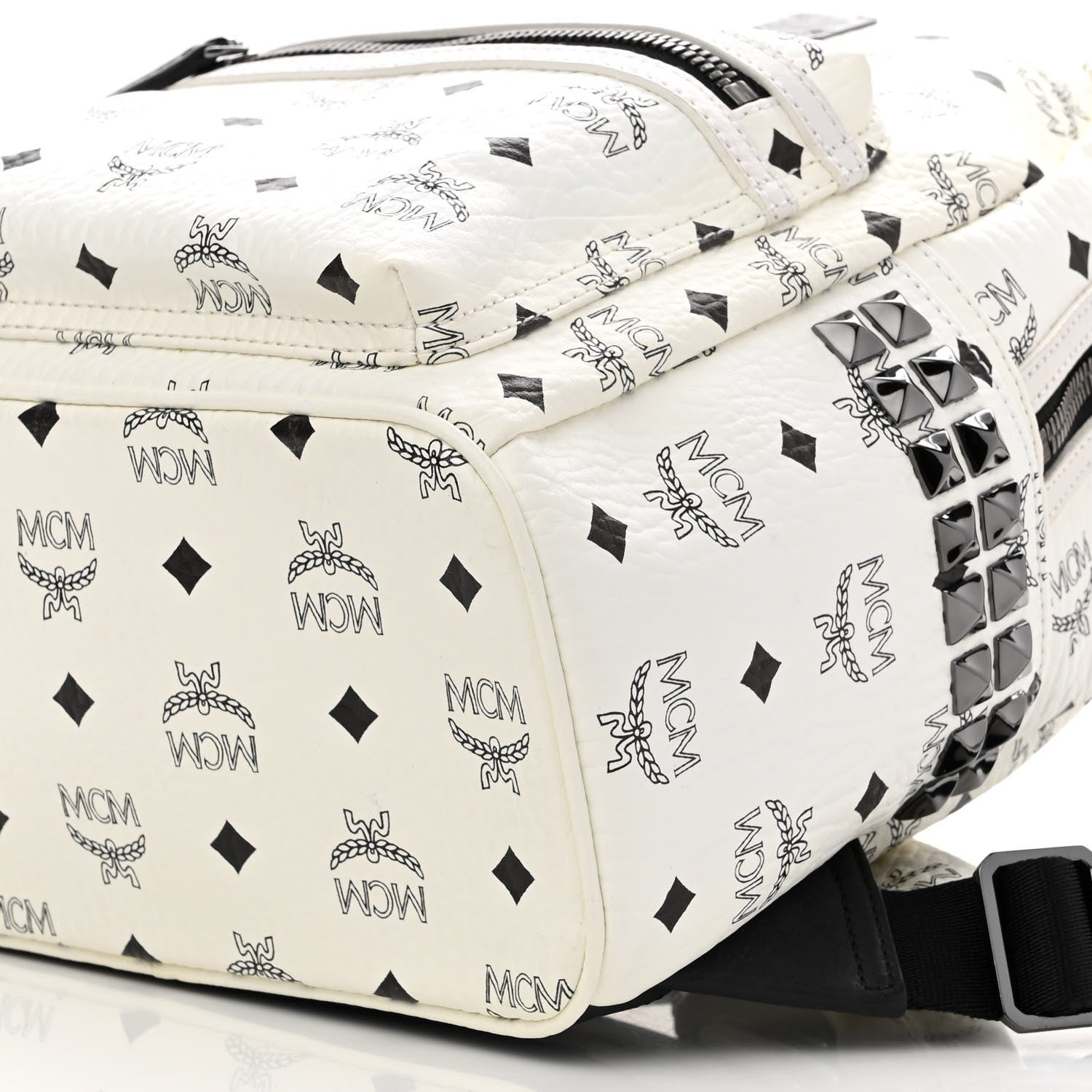 MCM Visetos Small Side Stud Stark Backpack White 11 of 13