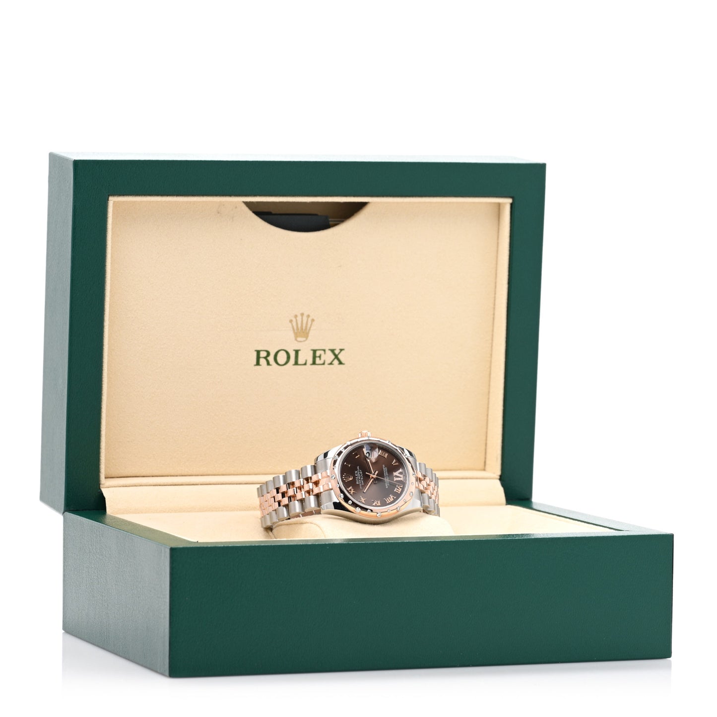 Stainless Steel 18K Everose Gold Diamond 31mm Oyster Perpetual Datejust Watch Chocolate Roman 178341