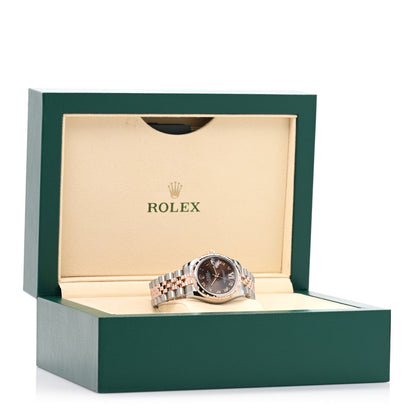 Rolex Stainless Steel 18K Everose Gold Diamond 31mm Oyster Perpetual Datejust Watch Chocolate Roman 178341 5 of 5